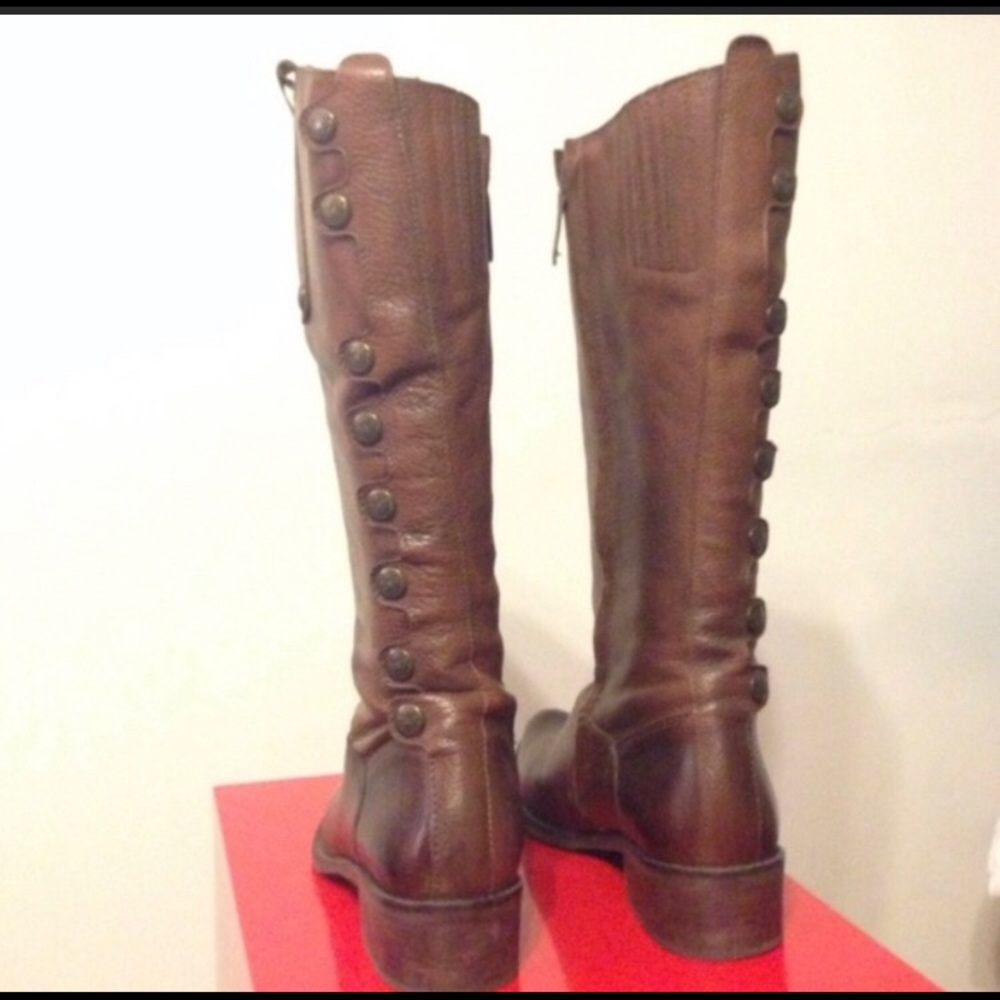 Leather knee high riding boots coconuts